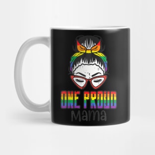 Gay Pride One Proud Mama Bun  Flag Lgbtq Mom Women Mug